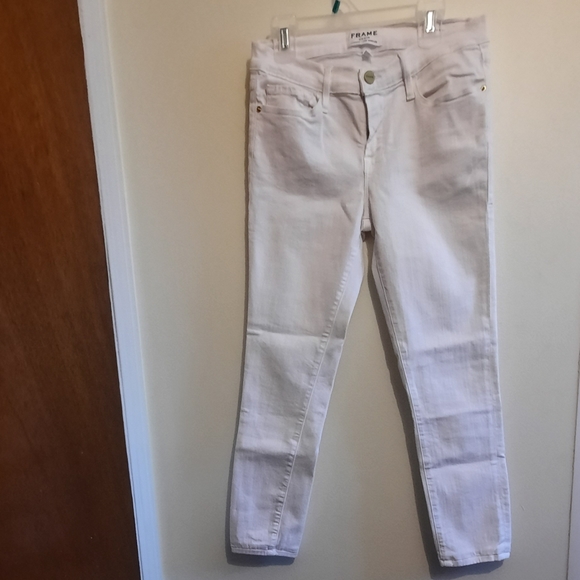 Frame Denim Le Skinny de Jeanne Crop White Skinny Jeans - Picture 4 of 14